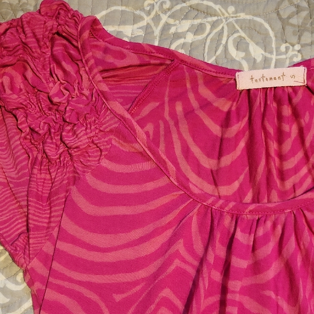 Anthropologie Testament Pink Ruffled Sleeve Women's Top - Picture 8 of 8